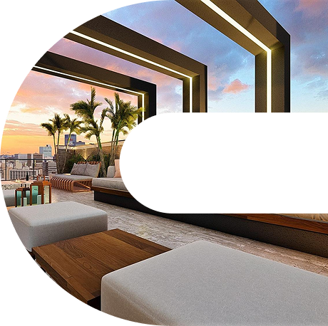 Luxury hotel pool deck